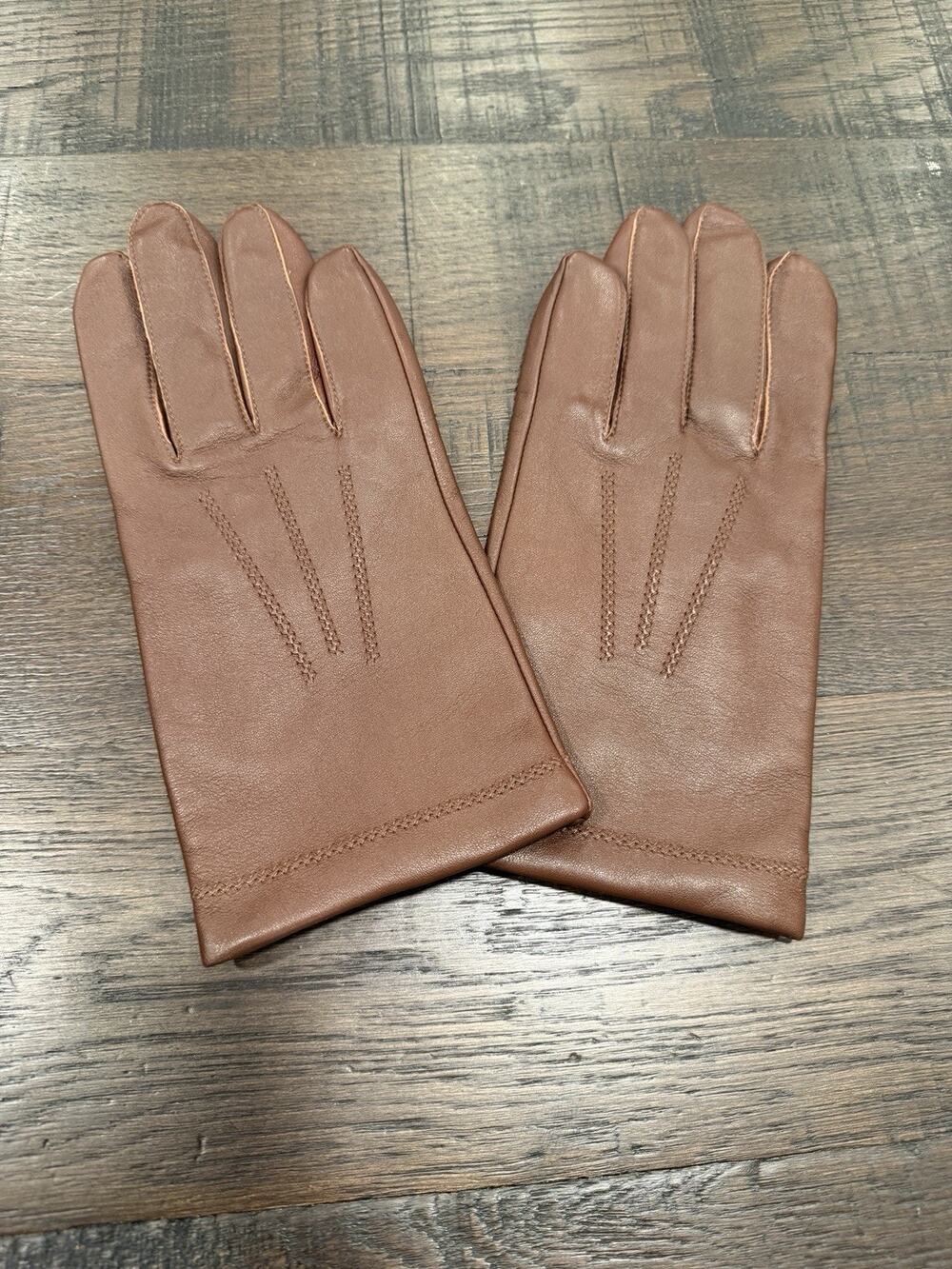 Men’s Brown Leather Gloves Cashmere Lined Size L Made in Hungary Soft Luxury